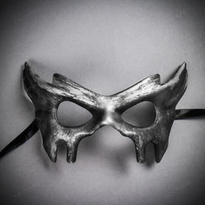 Devil Halloween Masquerade Eye Mask - Black Silver